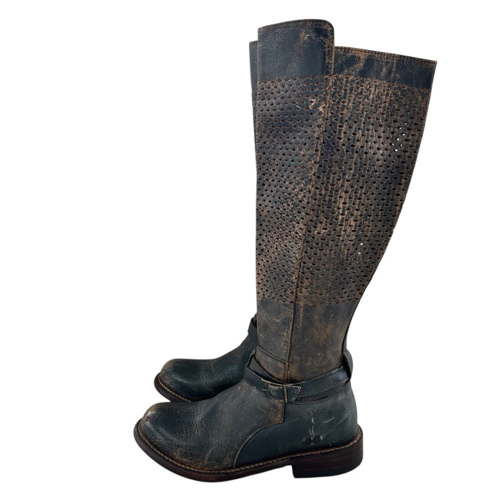 BED STU Biltmore Tall Leather Tall Black Distressed Boots 6.5